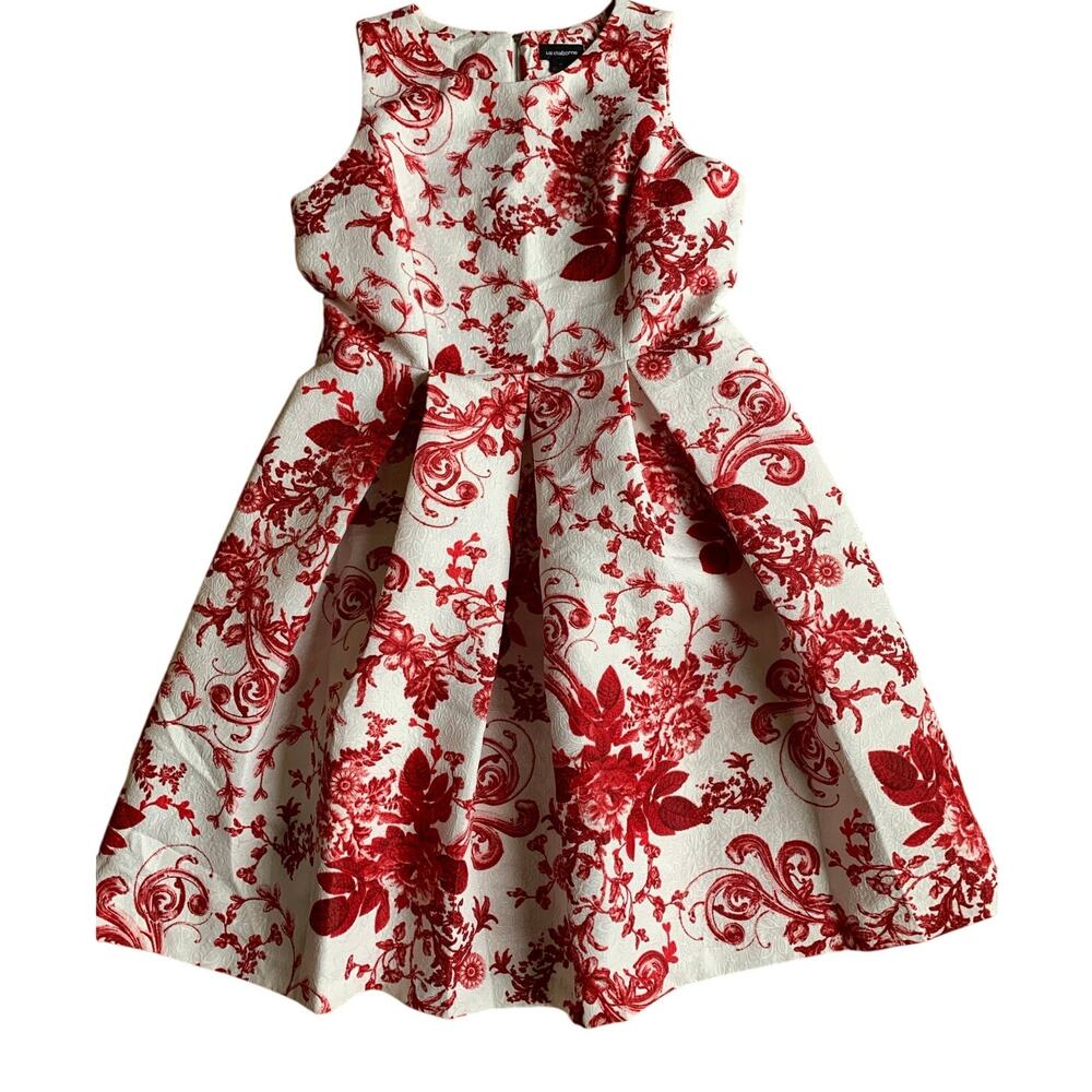 Gorgeous Liz Claiborne White and Red Floral Midi Dress Size 16